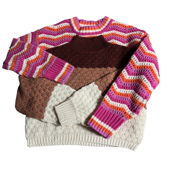 Hippie Rose Sweaters - 2-pack Hippie Rose/Pink Rose Sweaters cropped Mock Neck Pullover Size S